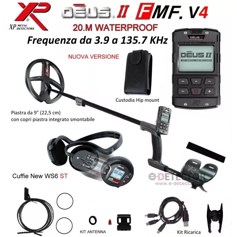Metal detector professionale XP DEUS 2 - Cuffie WS6ST Stereo